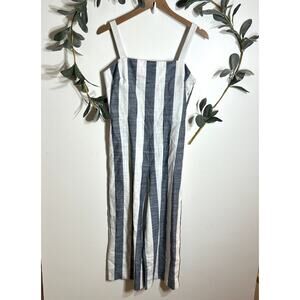 Blue and White Striped Cropped Jumpsuit LAST CALL
